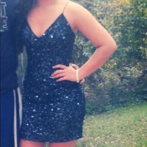 Navy blue formal beaded dress